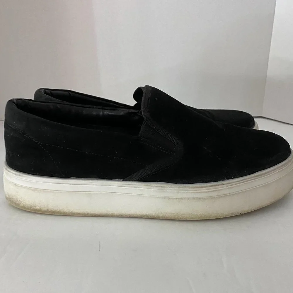 Topshop Women's Chunky Platform Slip On Faux Suede Black Sneaker Size US 9.5